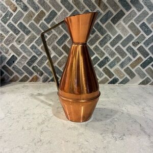 Copper Vintage Pitcher with Brass Handle